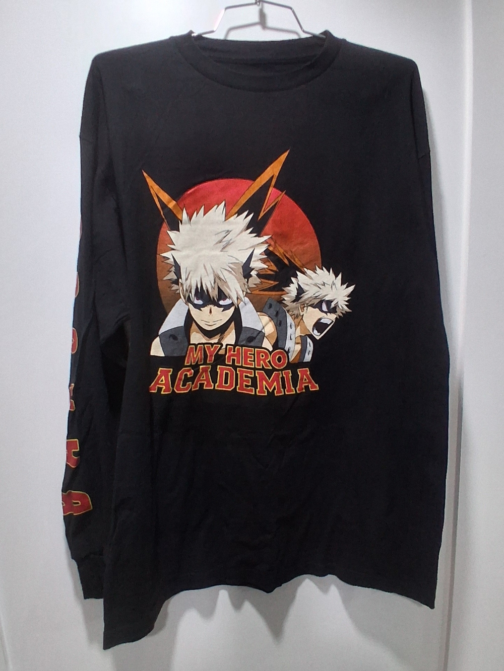 My Hero Academia Long-Sleeve Graphic Tee - Black Bakugo Design L
